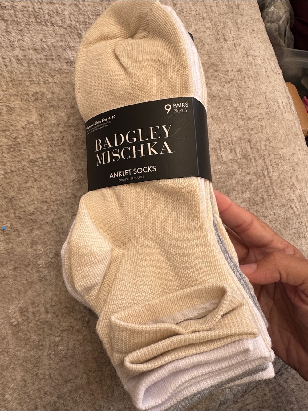 Badgley Mischka Cream & White Anklet Sock Set - 9 Pairs